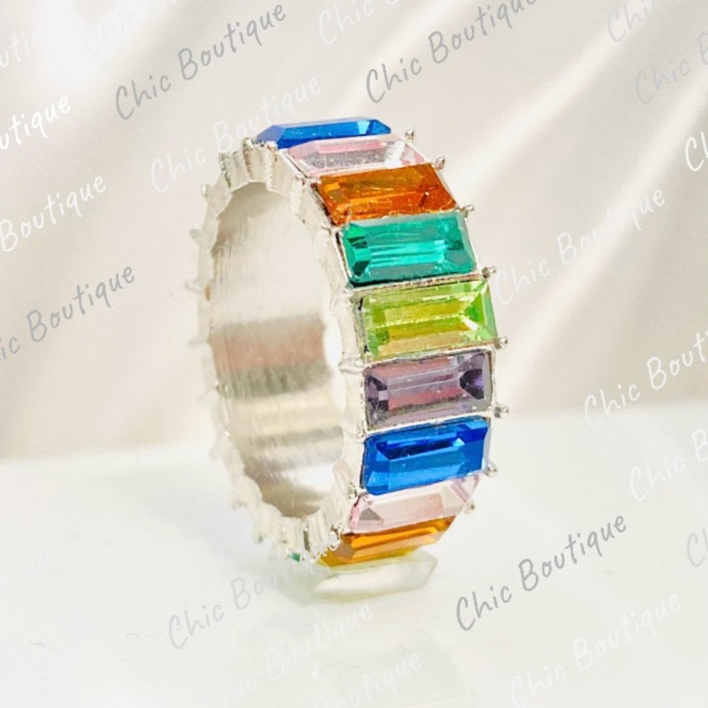 (500) Silver Plated CZ Multicolor Ring
